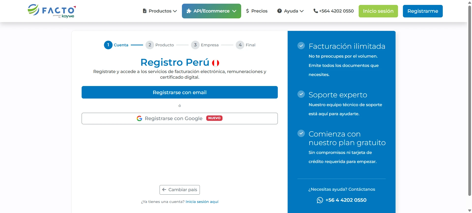 Registrarse con email o con Google