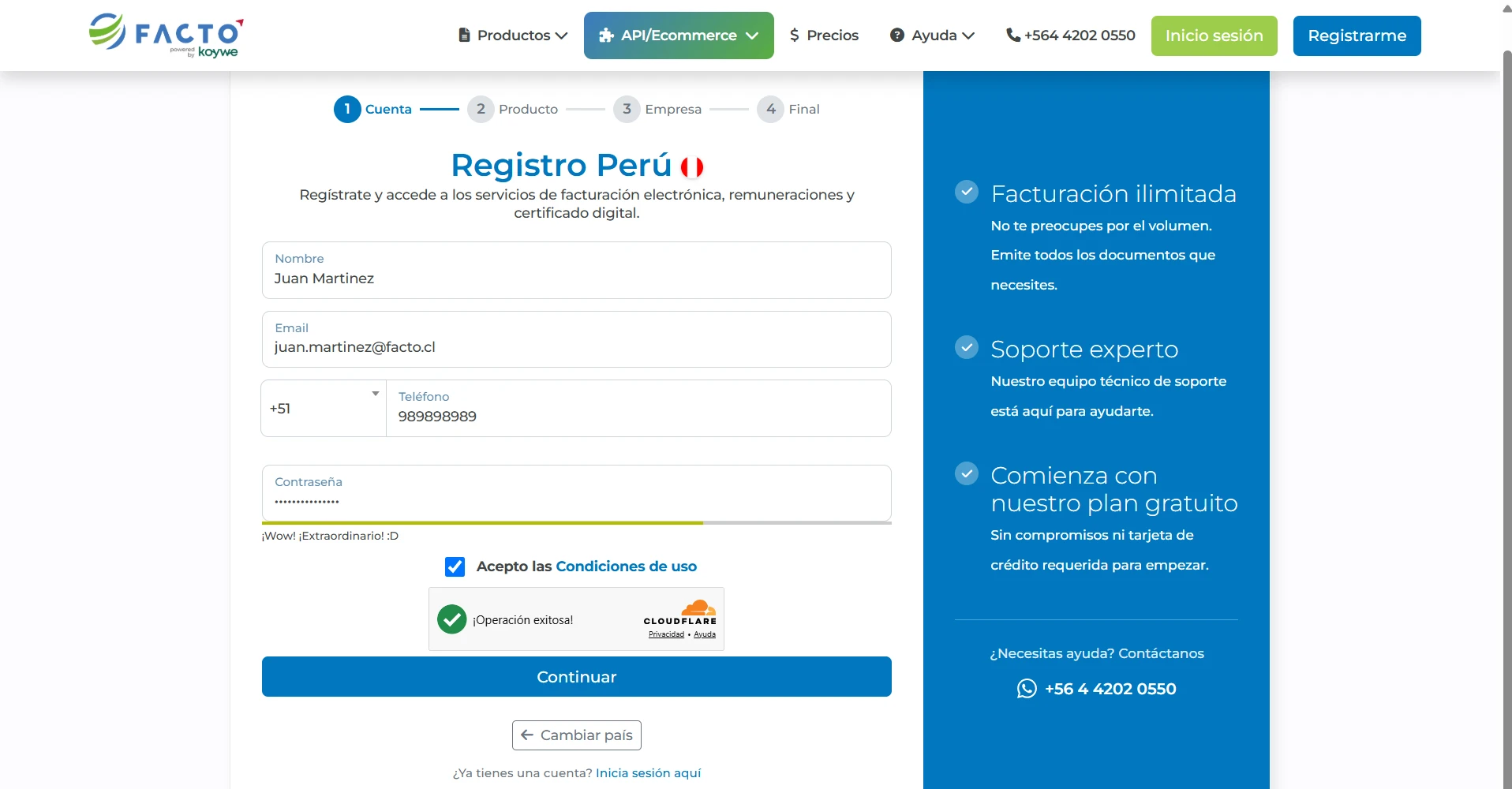 Formulario de datos de registro